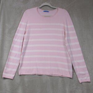 J. McLaughlin Poet Sweater Pink Striped Long‎ Sleeve Knit Top Women's Size XL